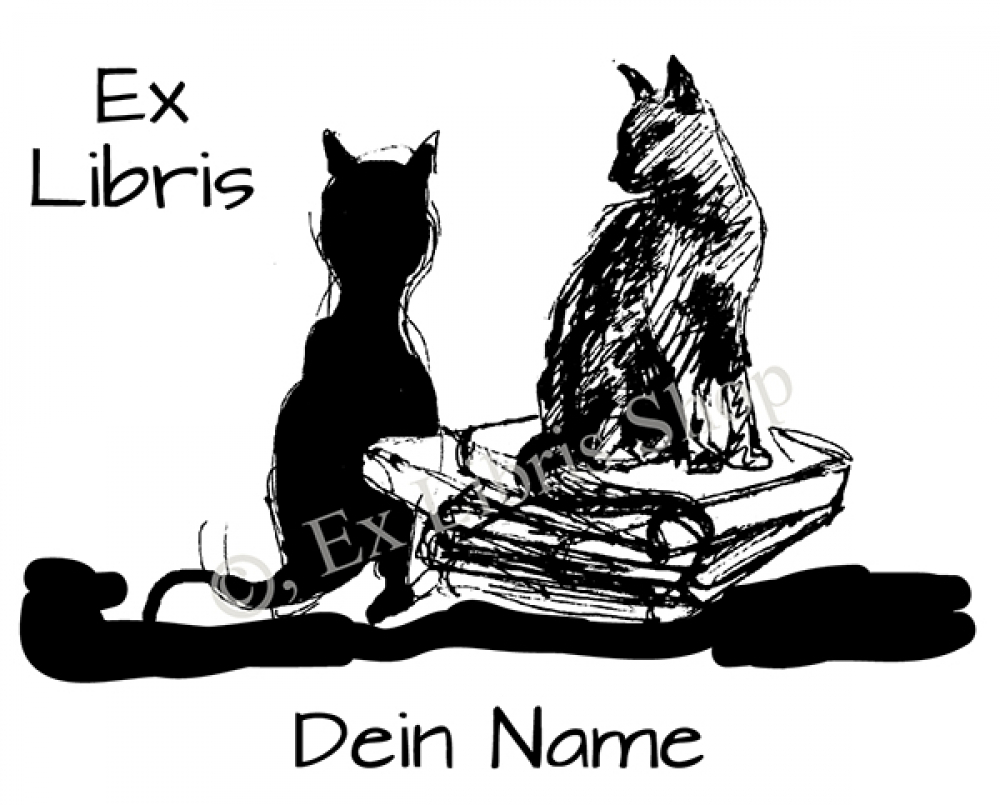 Bookplate stickers •Two cats•